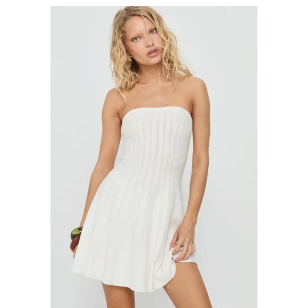 NWT Princess Polly Alaini Knit Net Mini Dress White Bridal Bachelorette